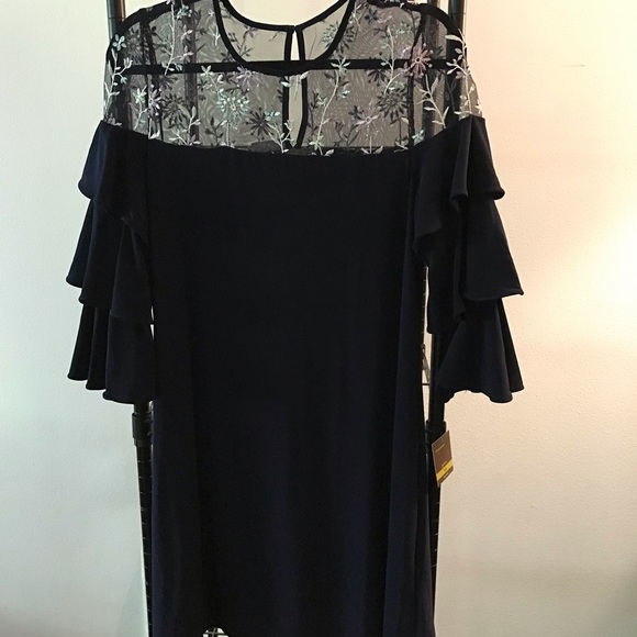 Navy 3/4 sleeve Express dress - Picture 2 of 4